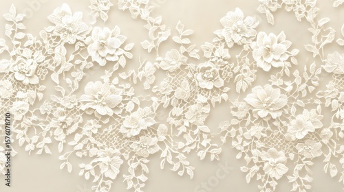 Delicate floral lace fabric with embossed flowers.