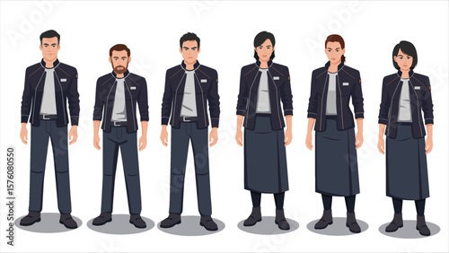 flat vector of futuristic human in future time with uniform design outfit