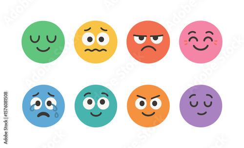 Colorful emoji faces representing various emotions and expressions
