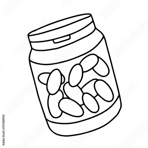 Chewing gum in bottle vector doodle illustration