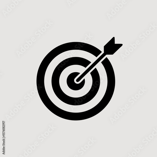 Simple bullseye target with arrow, ideal for business concepts, strategy, precision, success, accuracy, goal setting, competition, and marketing materials.