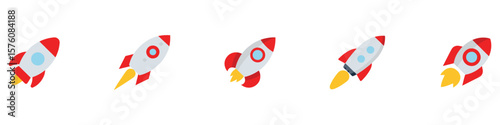Rocket icons set. Rocket launched icon vector. Rocket ship collection. Vector Illustration