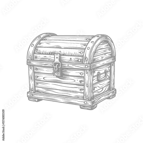 Wooden Treasure Chest Illustration
