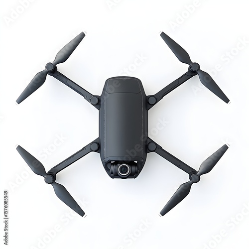Top view of a matte black drone.