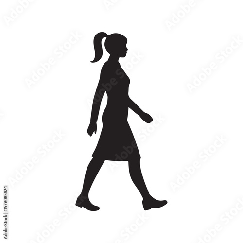 Silhouette of a woman and girl playing with ball in artistic black vector style
