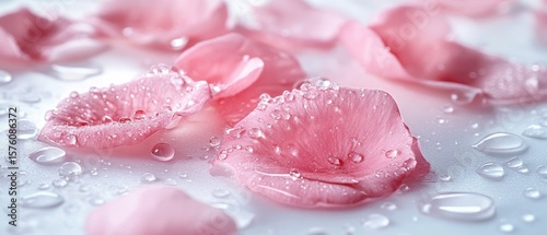 Delicate rose petals with water droplets.