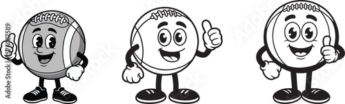 Tennis Balls Cartoon Characters Thumbs Up Vector Illustration 