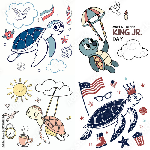 High-Quality swimming turtles Illustrations in Various Styles – SVG Bundle