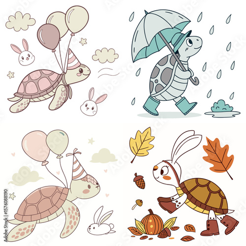 High-Quality swimming turtles Illustrations in Various Styles – SVG Bundle