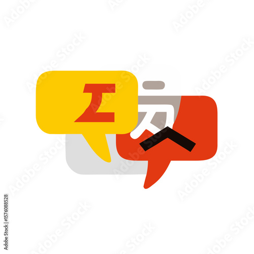 Speech bubbles with different languages and translations in a modern design  