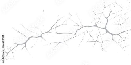 Cracked glass pattern on a black silhouette of a winter tree branch creating a shattered texture design