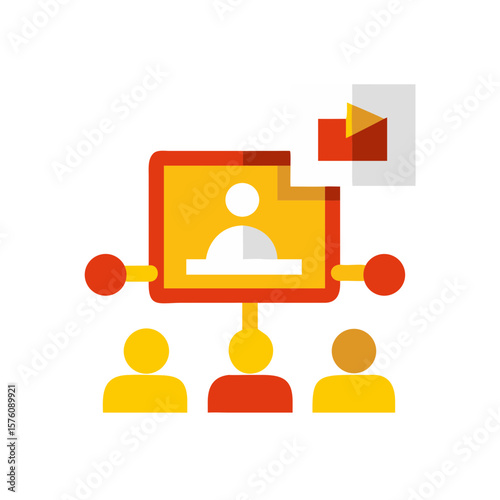 Online virtual meeting with participants and presentation screen  
