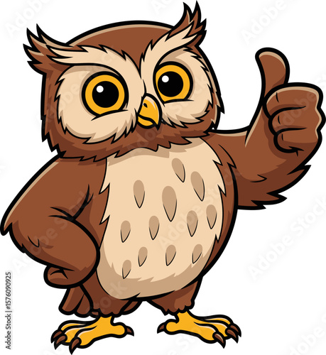 Cartoon owl giving a thumbs-up gesture, expressing approval and positivity.