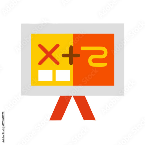 Educational presentation chart with mathematical equations and symbols  