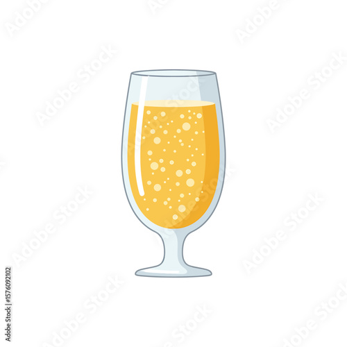 A refreshing glass of beer with a frothy head, isolated on white background