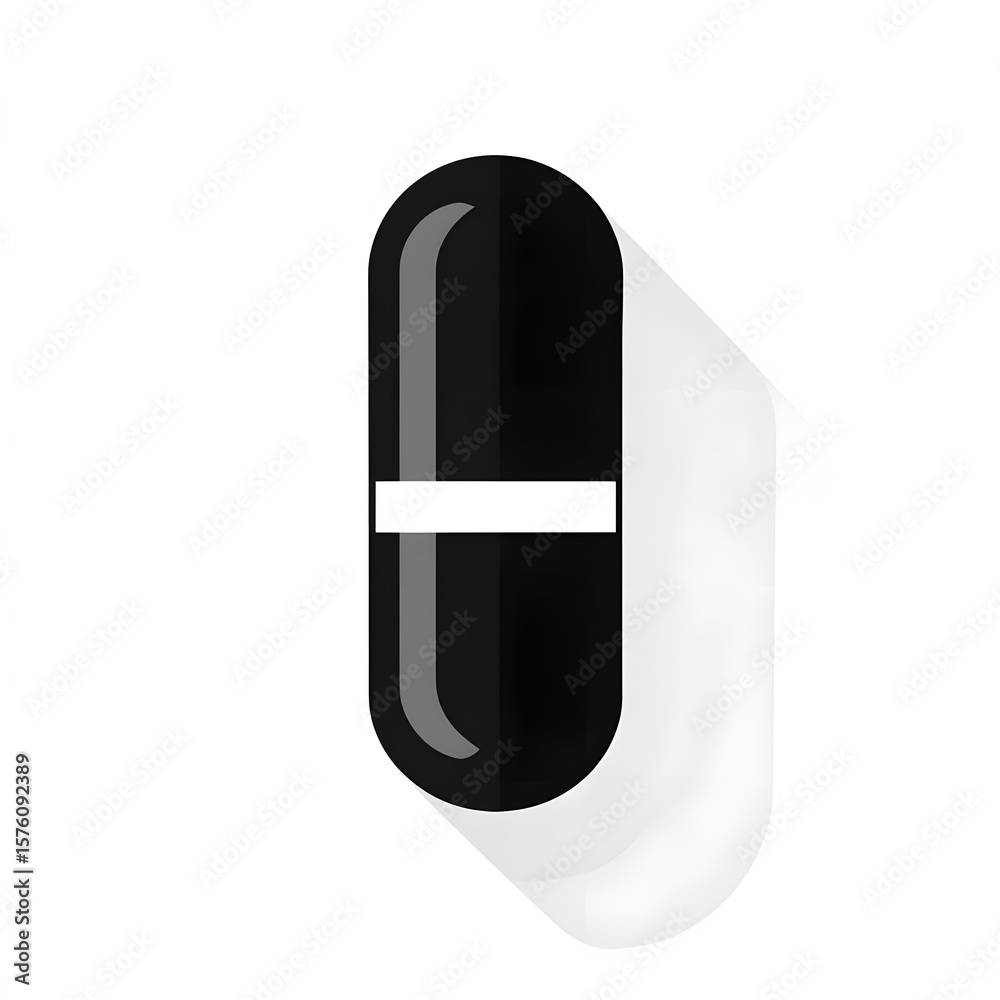 Black capsule with a white horizontal band. Black capsule with a white horizontal band.
