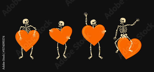 Skeletons Holding Hearts Character Set
