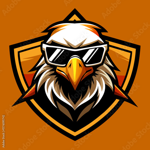 Vector illustration of the head of the bald eagle with sunglasses.