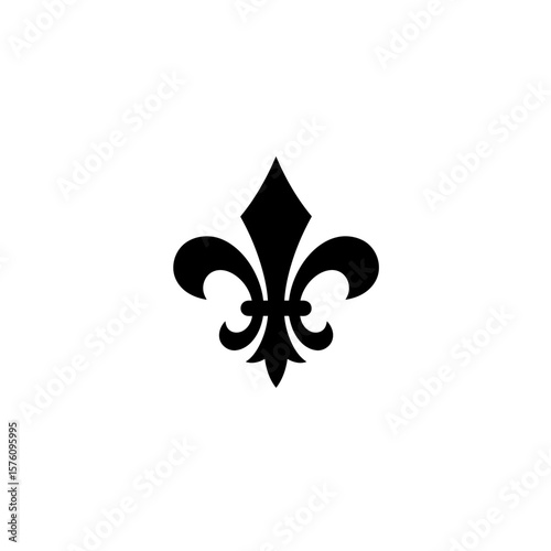 Fleur-de-Lis symbol, black vector icon illustration. Francophile, France vacation, french language, Mardi Gras, Bastille Day, French Independence and national day. Sign of purity and royalty