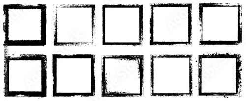 Wallpaper Mural Grunge Square Frame Set – Rough Ink Brush Border Collection for Graphic Design Torontodigital.ca