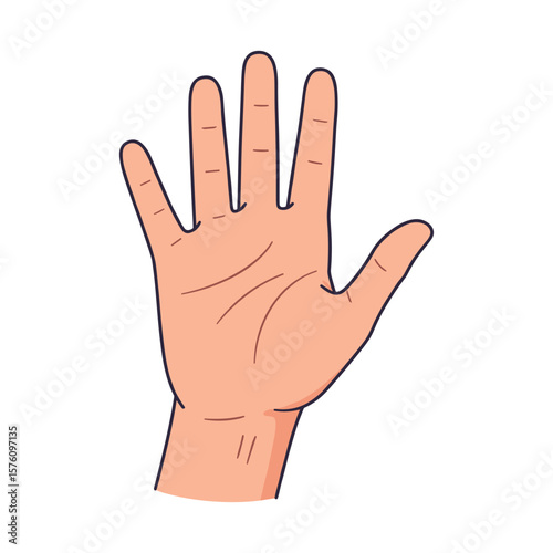 Cartoon Hand Showing Five Fingers Extended Palm Forward