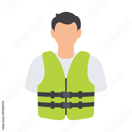 Person Wearing a Bright Green Life Vest Safety First Illustration