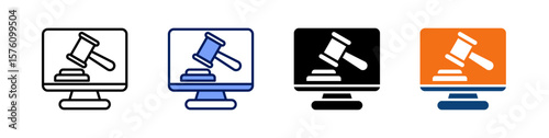 Auction All In One Icon Multi Styles Vector Set