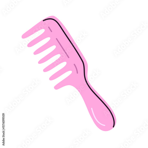 Pink plastic comb with wide teeth, ideal for detangling curly and thick hair