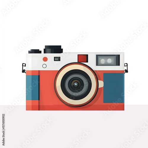 Flat illustration of a vintage camera.