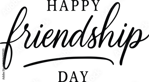Happy Friendship Day vector illustration with modern hand-drawn calligraphy. Inspirational friendship lettering for greeting card, t-shirt print, poster design. Celebrating international friendship.