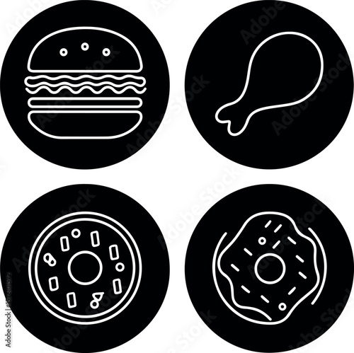 Fast Food vector Icons set