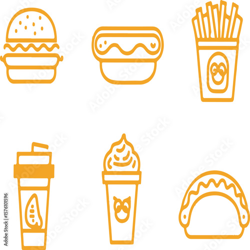 Fast Food vector Icons set