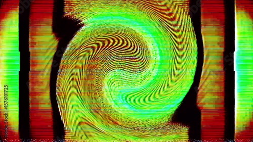 Distorted Pixelated Stripes and Swirling Waves Create an Abstract, Glitching, and Vibrant Visual Texture.