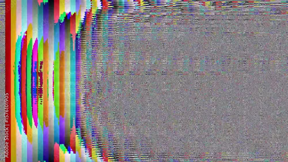 Abstract Glitch Art: A Cascade of Distorted Color Bars and Digital Static Creates a Textured, Chaotic Visual Experience.