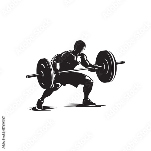 Weightlifting silhouette, silhouette vector art, Weightlifting Vector illustrations, Fitness, and Bodybuilding silhouette, vector silhouette of a male bodybuilder with a barbell on a white background