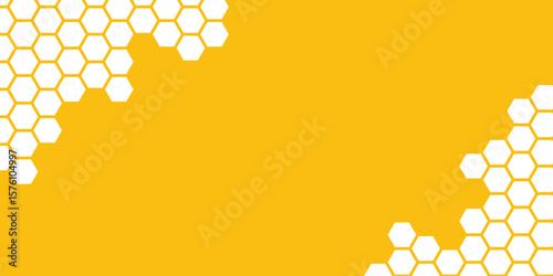 Honeycomb hexagonal pattern. Yellow, orange beehive background. Gradation color. Honeycomb, bees hive cells pattern. Grid design, vector background. Flat vector illustration.
