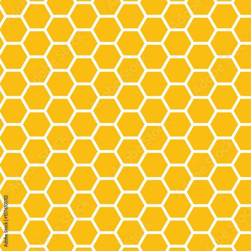 Honeycomb hexagonal seamless pattern. Yellow, orange beehive background. Gradation color. Honeycomb, bees hive cells pattern. Grid design, vector background. Flat vector illustration.