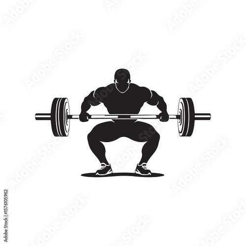 Weightlifting silhouette, silhouette vector art, Weightlifting Vector illustrations, Fitness, and Bodybuilding silhouette, vector silhouette of a male bodybuilder with a barbell on a white background