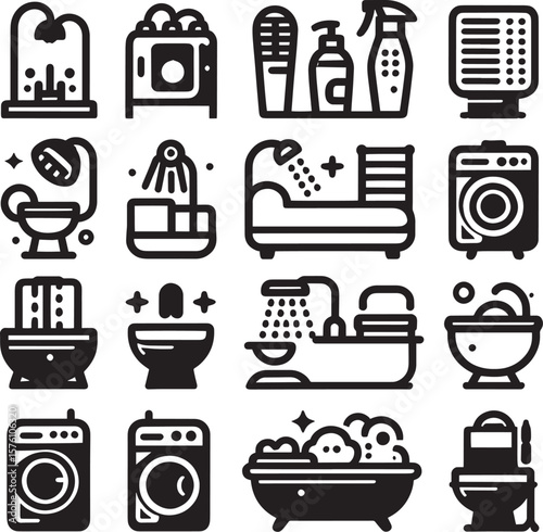 set of household bathroom appliances