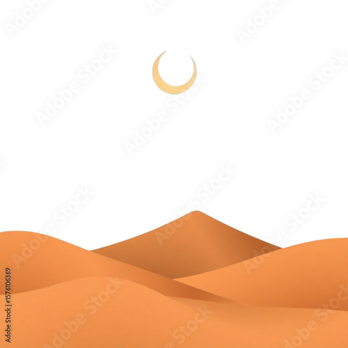 Abstract moon over desert hills