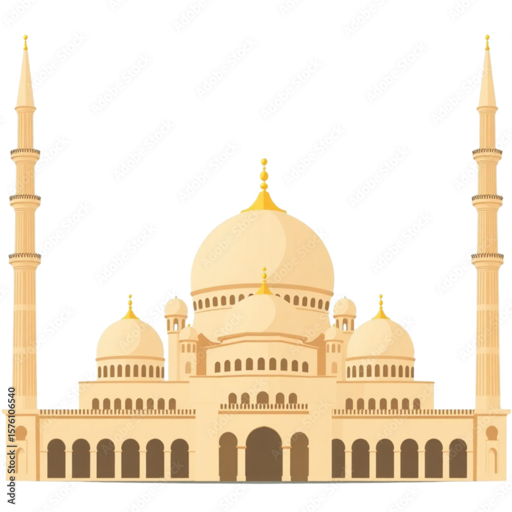 Fototapeta premium Mosque front view with layered perspective