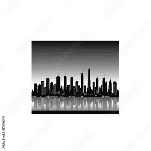 rban city skyline silhouette with modern buildings and gradient sky for architecture, editorial, and metropolitan lifestyle themes