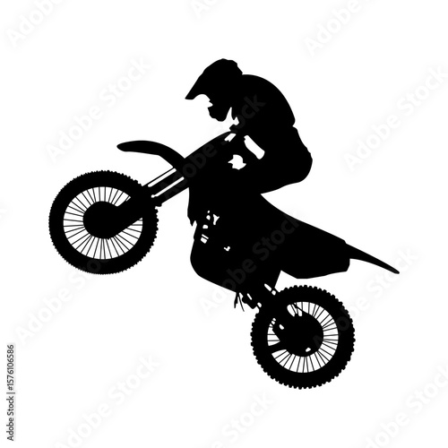 motocross rider silhouette. hand drawn sport, jumping, racing, motorcycle.
