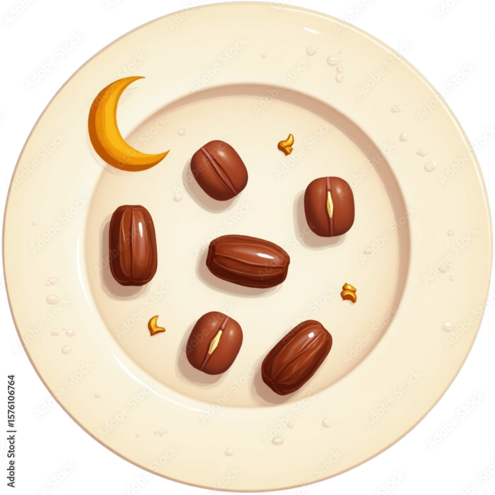 Fototapeta premium Iftar plate with a simple crescent garnish