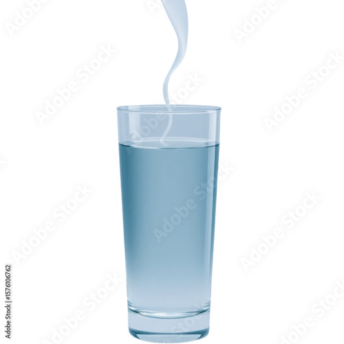 Single glass of water with steam line