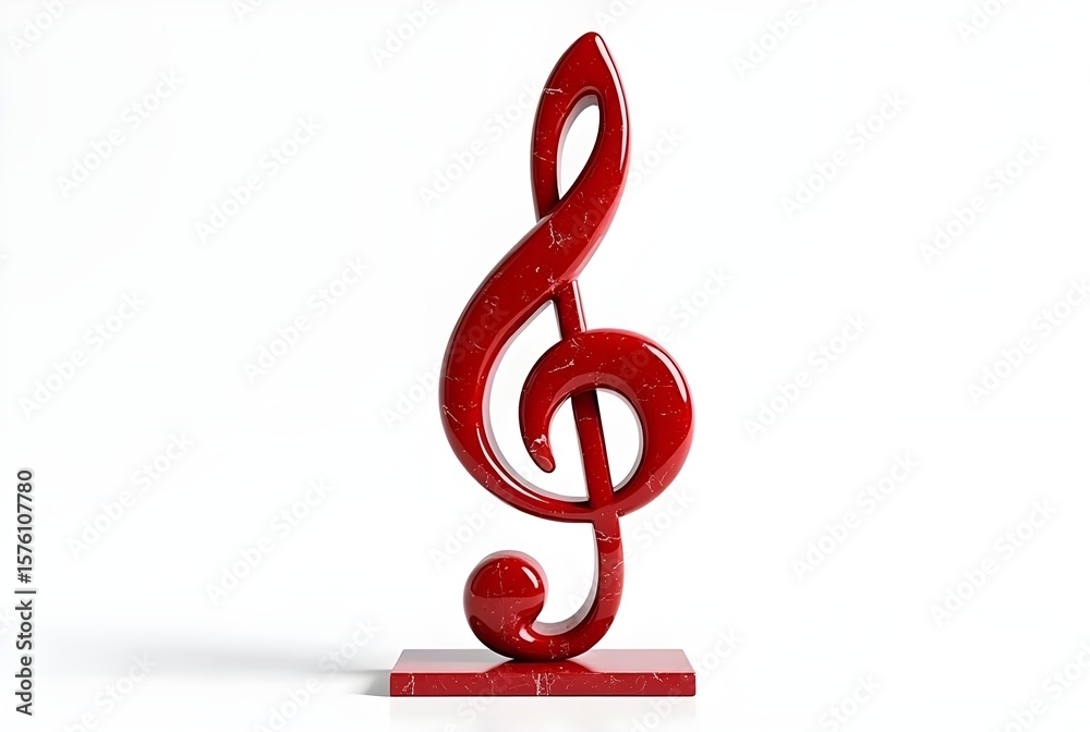 Obraz premium Red Treble Clef Sculpture on White Background music