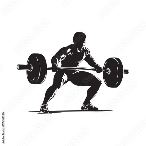 Weightlifting silhouette, silhouette vector art, Weightlifting Vector illustrations, Fitness, and Bodybuilding silhouette, vector silhouette of a male bodybuilder with a barbell on a white background