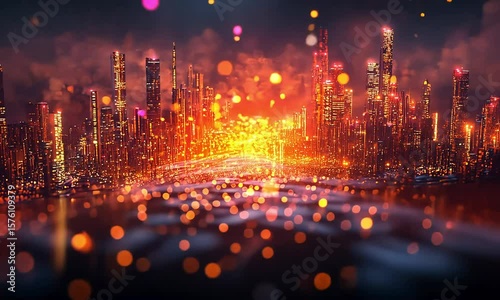 Fiery Metropolis at Night