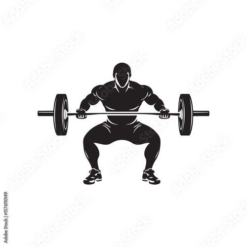 Weightlifting silhouette, silhouette vector art, Weightlifting Vector illustrations, Fitness, and Bodybuilding silhouette, vector silhouette of a male bodybuilder with a barbell on a white background
