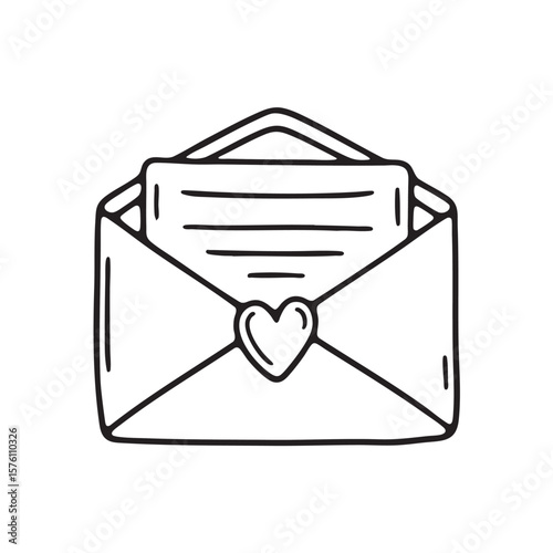 A heart sticker sealing a paper envelope shut